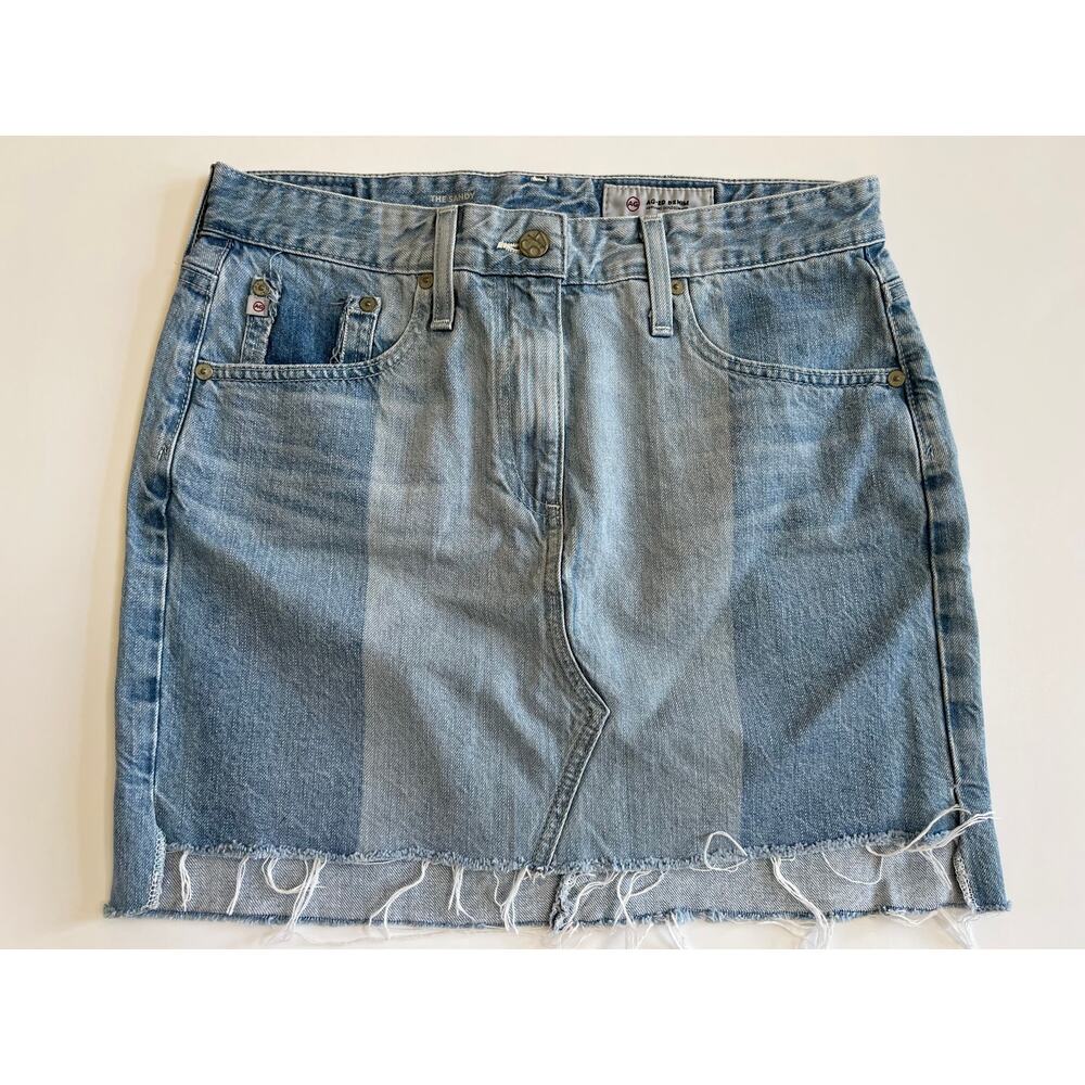 AG Adriano Goldschmied Jeans The Sandy Colorblock Patchwork Mini Skit Size 29 - Picture 1 of 12